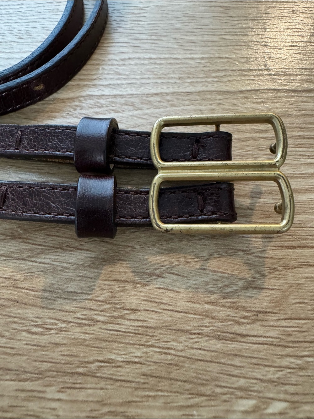 Chloé Dark Brown Leather Double-Strap Waist Belt with Gold Hardware
